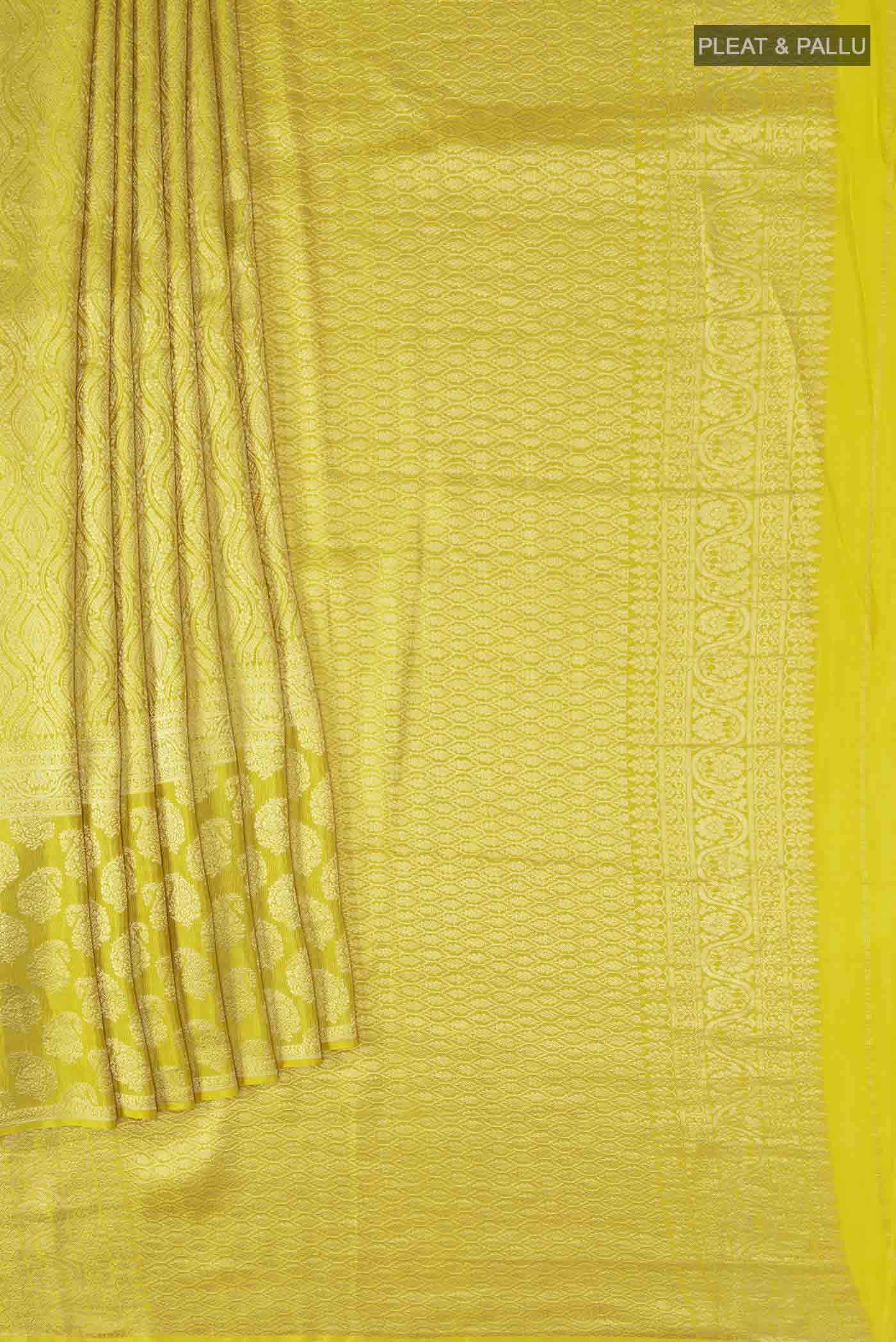 Green Mysore Crepe Saree - Image 2