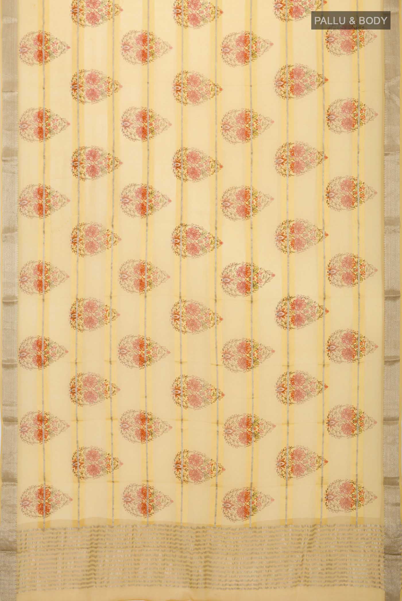 Yellow Mysore Georgette Saree - Image 5