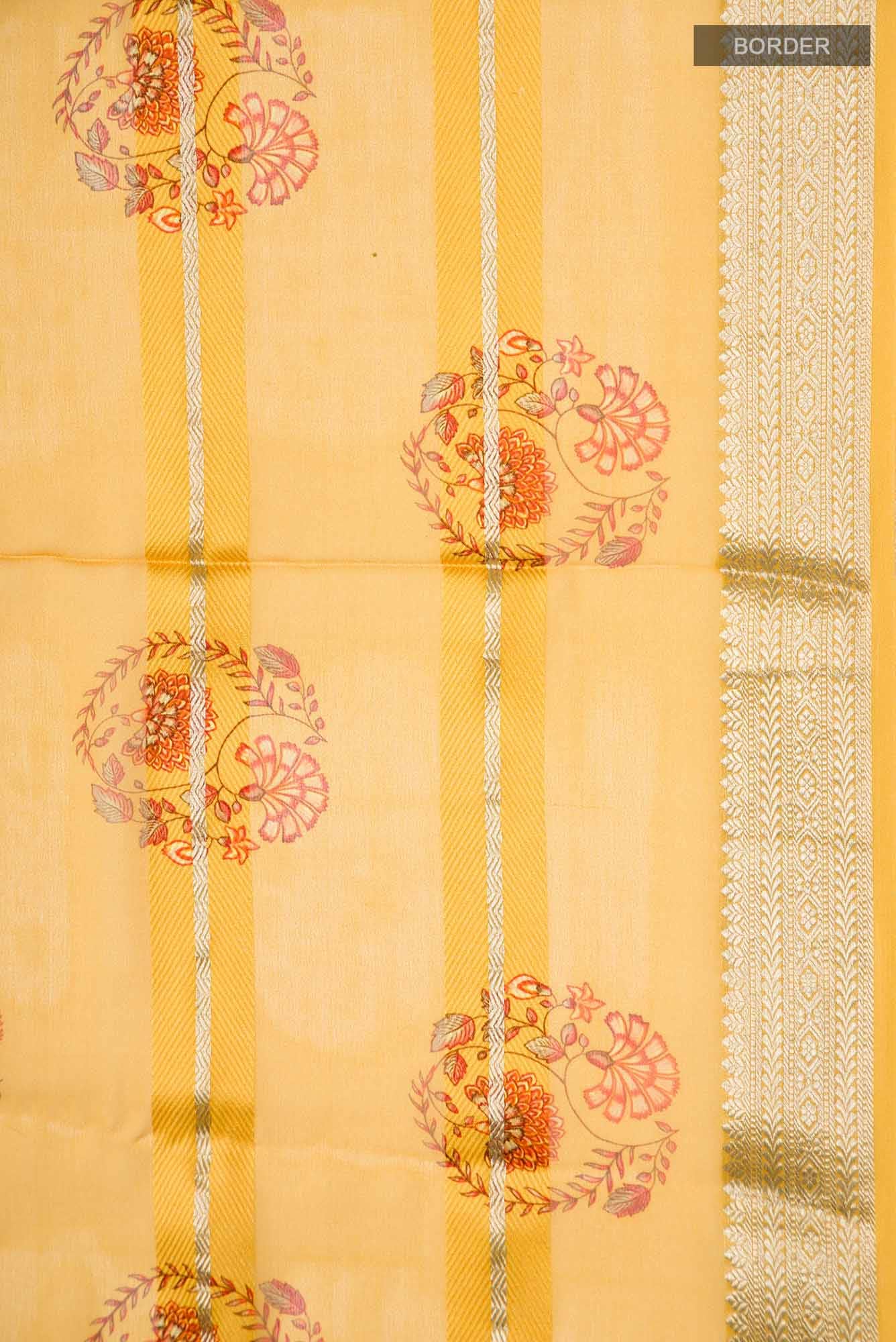 Yellow Mysore Georgette Saree - Image 5