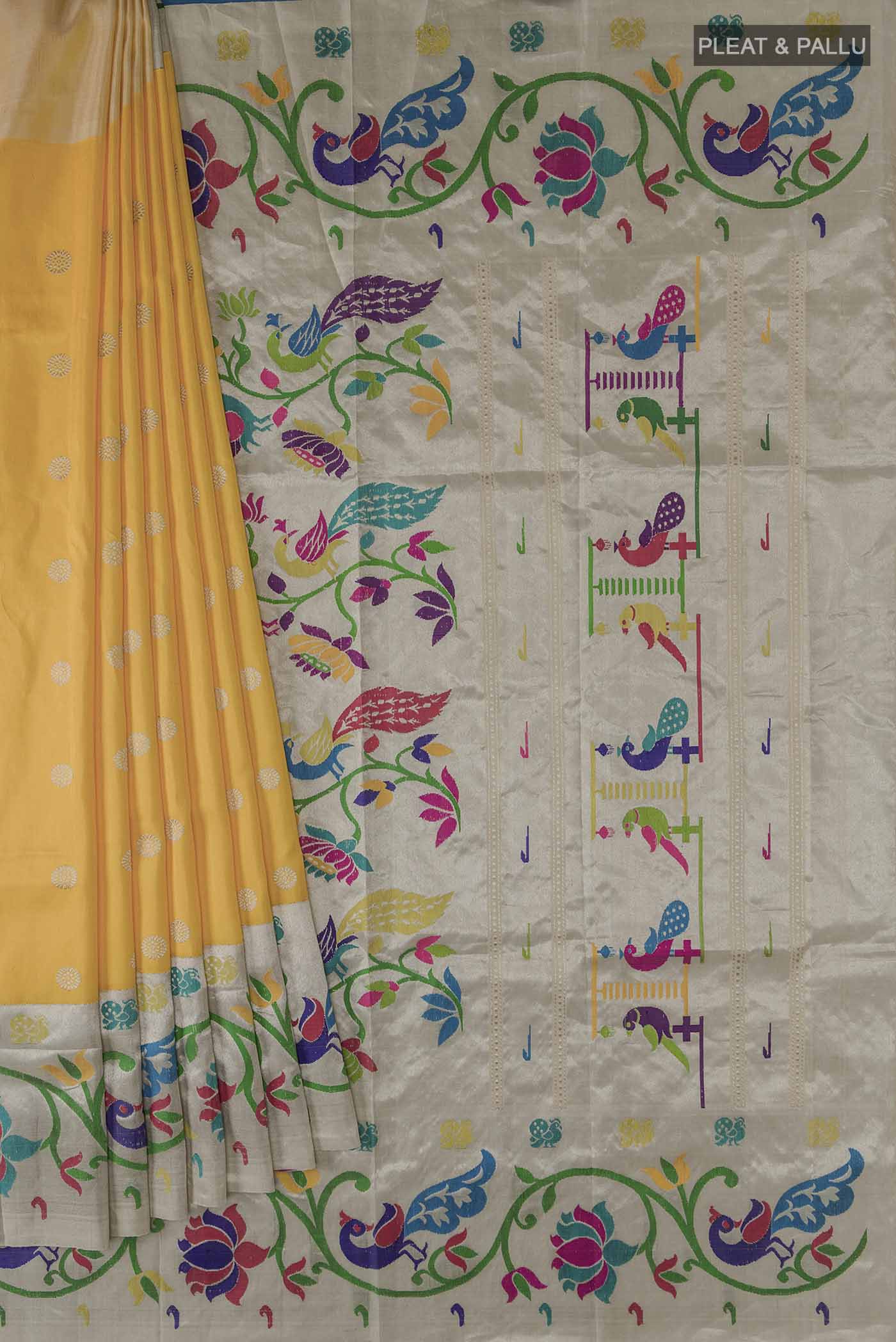 Yellow Paithani Silk Saree - Image 4