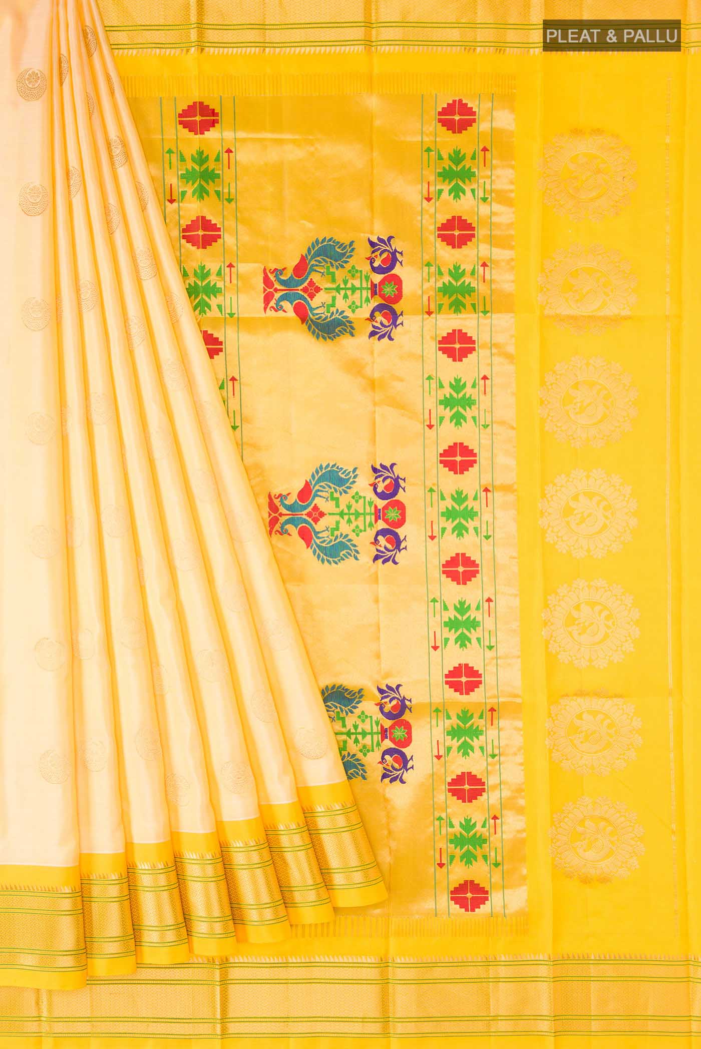 Yellow Paithani Silk Saree - Image 4