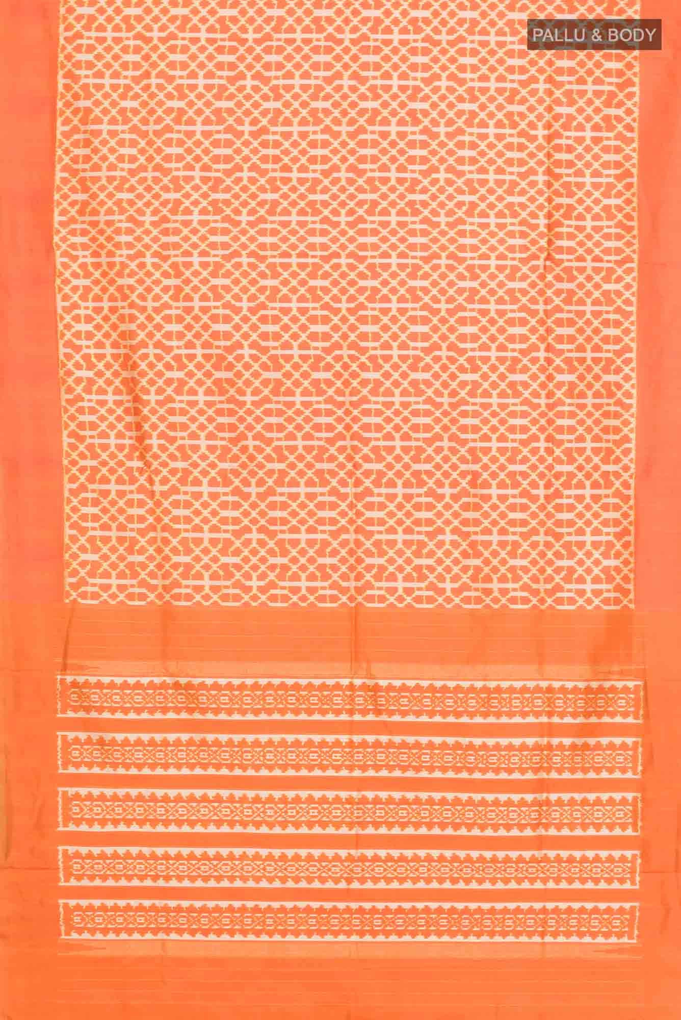 Orange Pochampally Silk Saree - Image 4