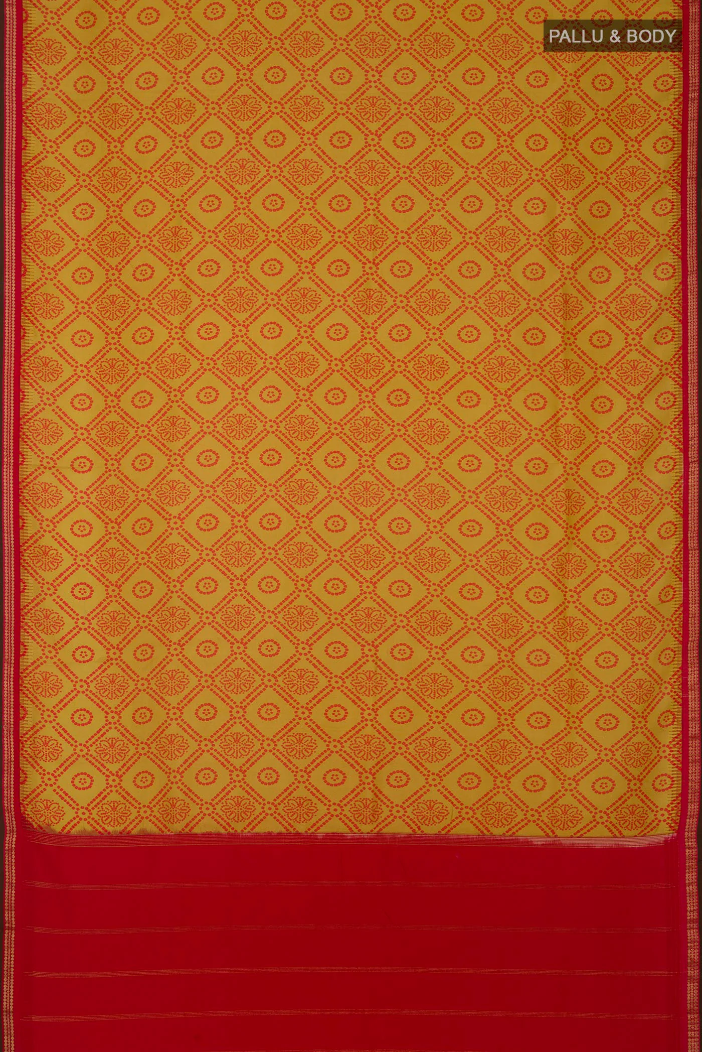 Yellow Printed Silk Saree - Image 5