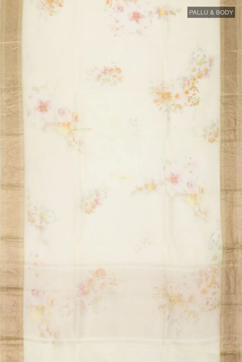 Lemon Yellow Pure Organza Silk Saree - Image 2