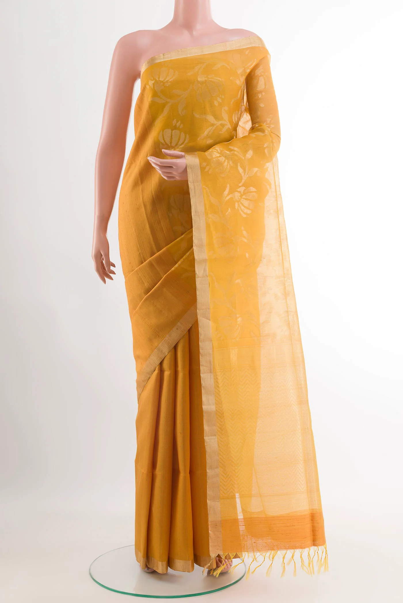 Yellow Raw Silk Saree