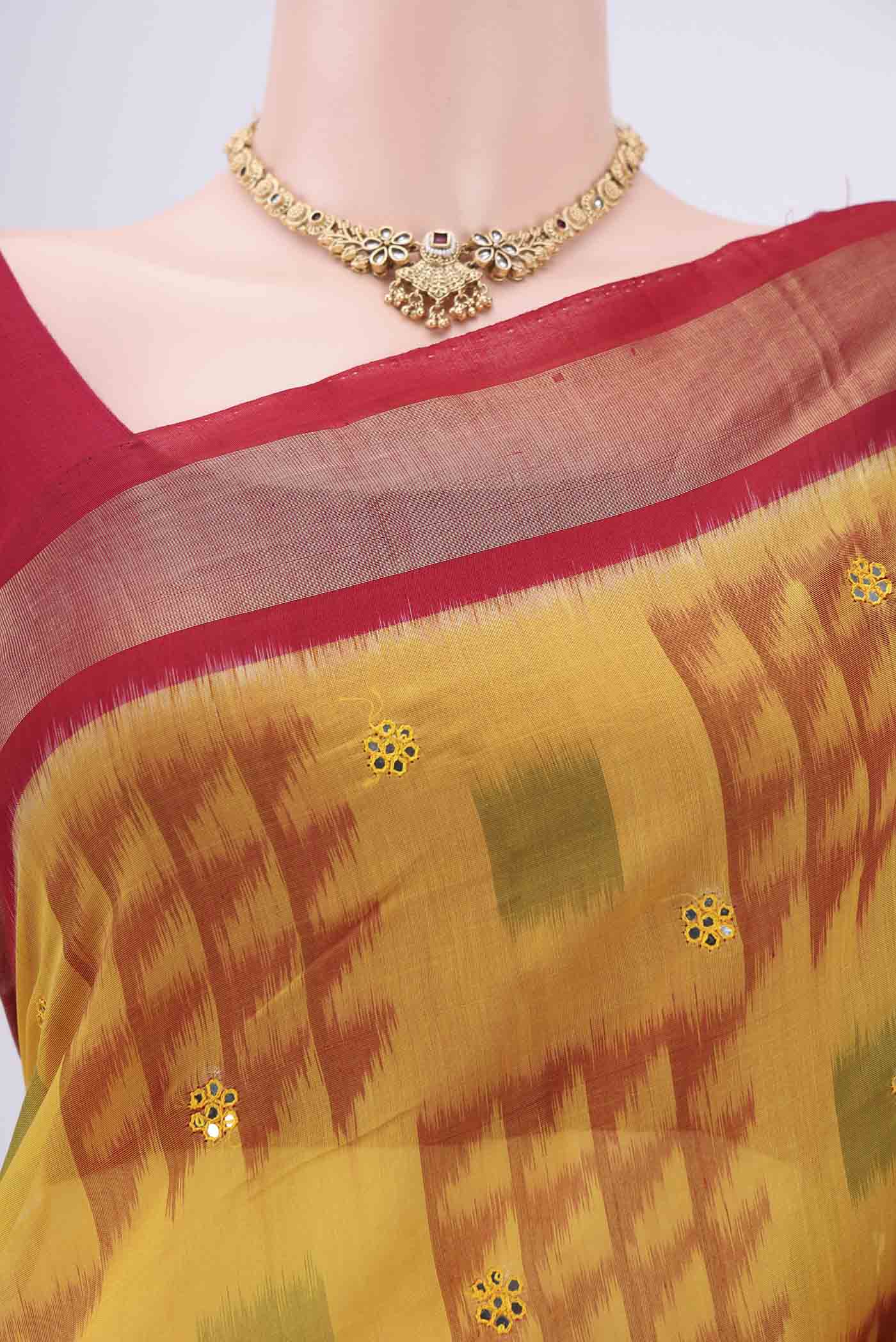 Yellow Silk Cotton Saree - Image 2