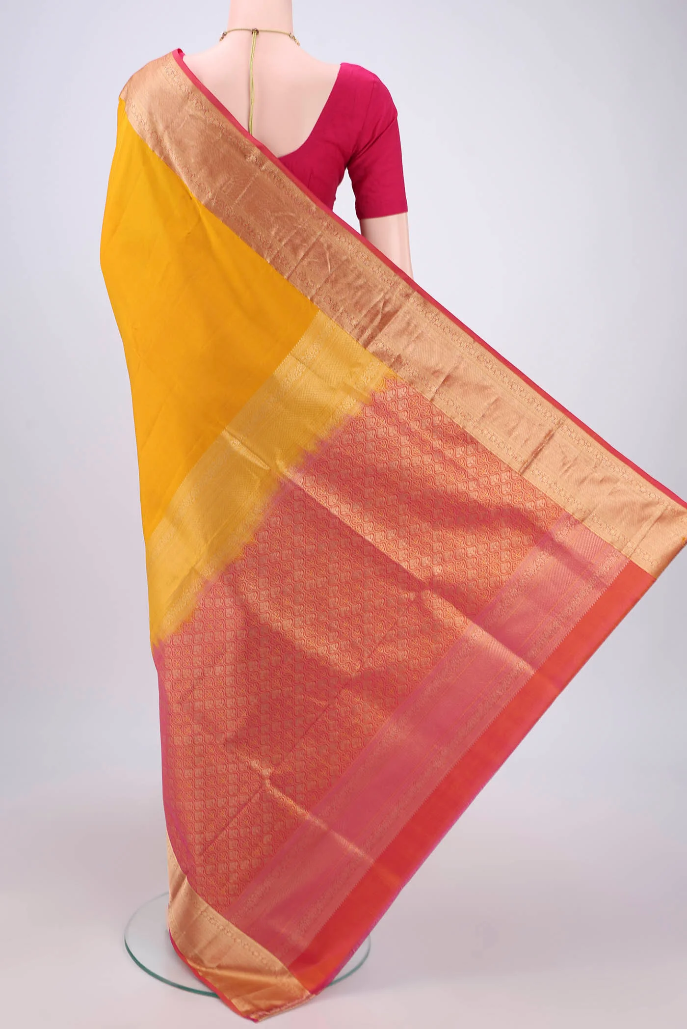 Yellow Soft Silk Saree - Image 3
