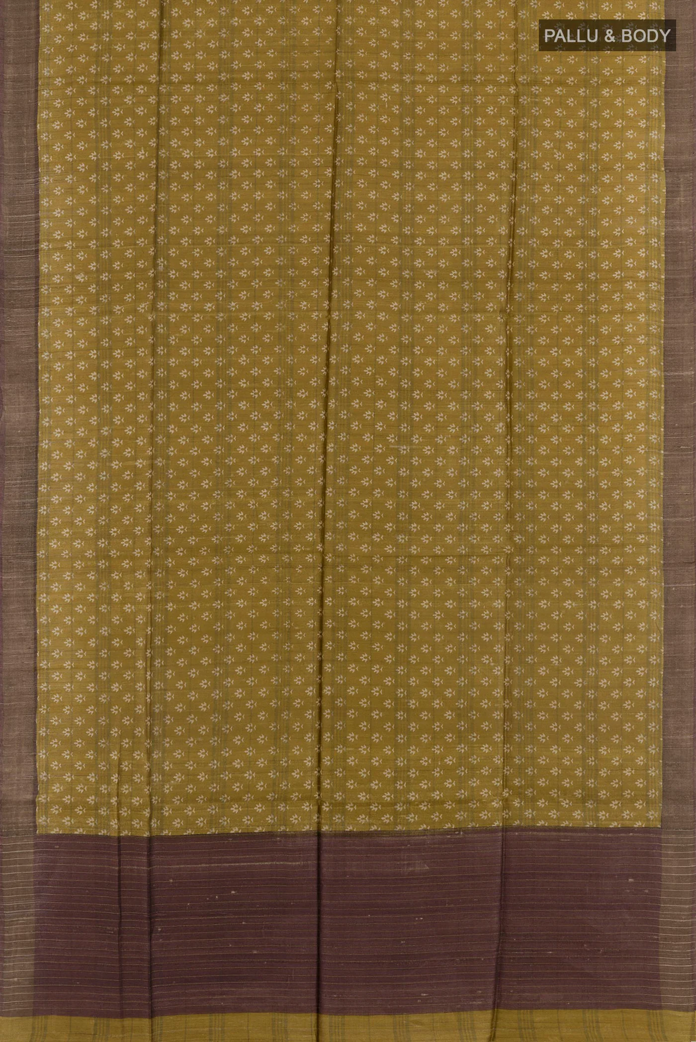 Mustard Tussar Silk Saree - Image 3