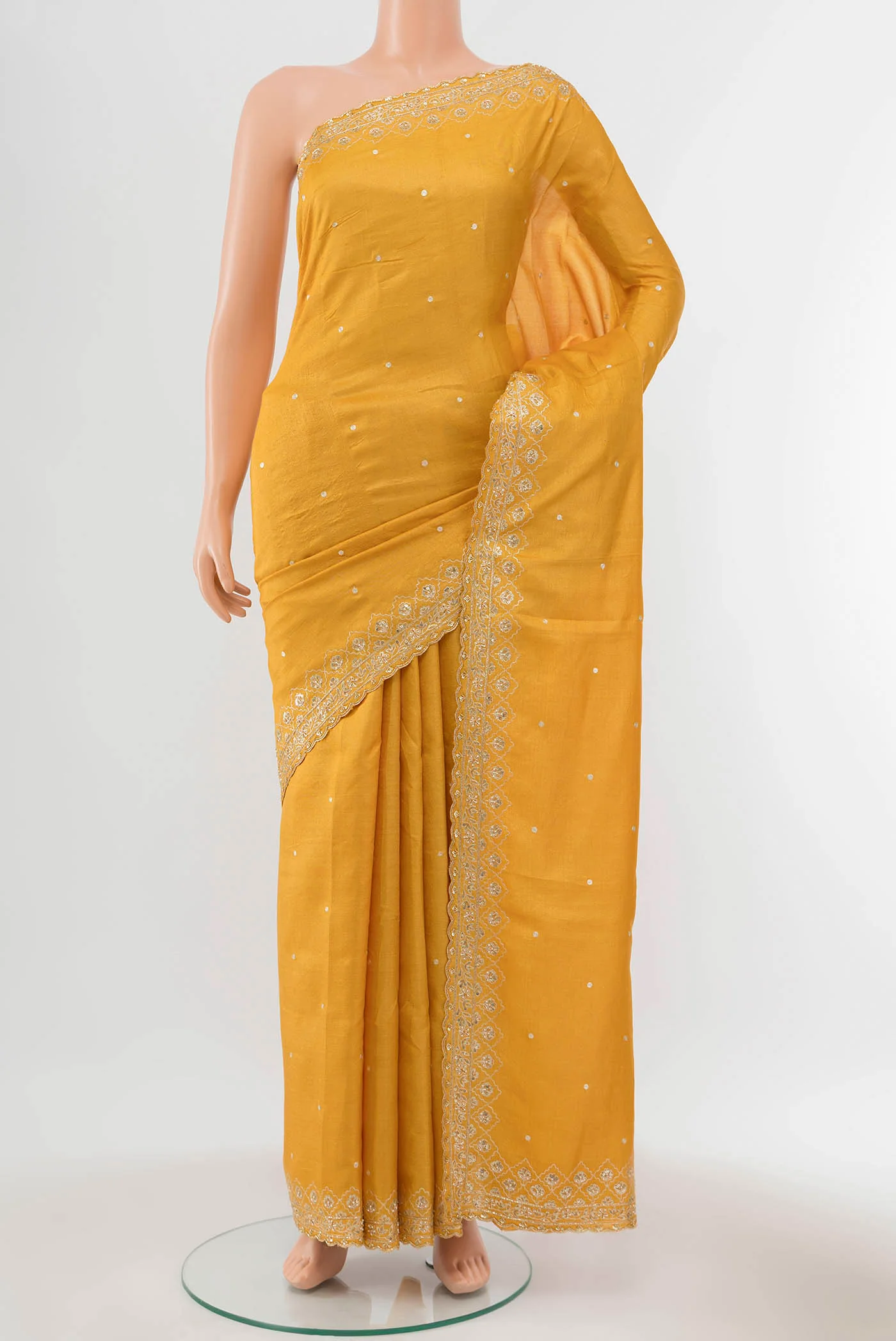 Yellow Tussar Silk Saree