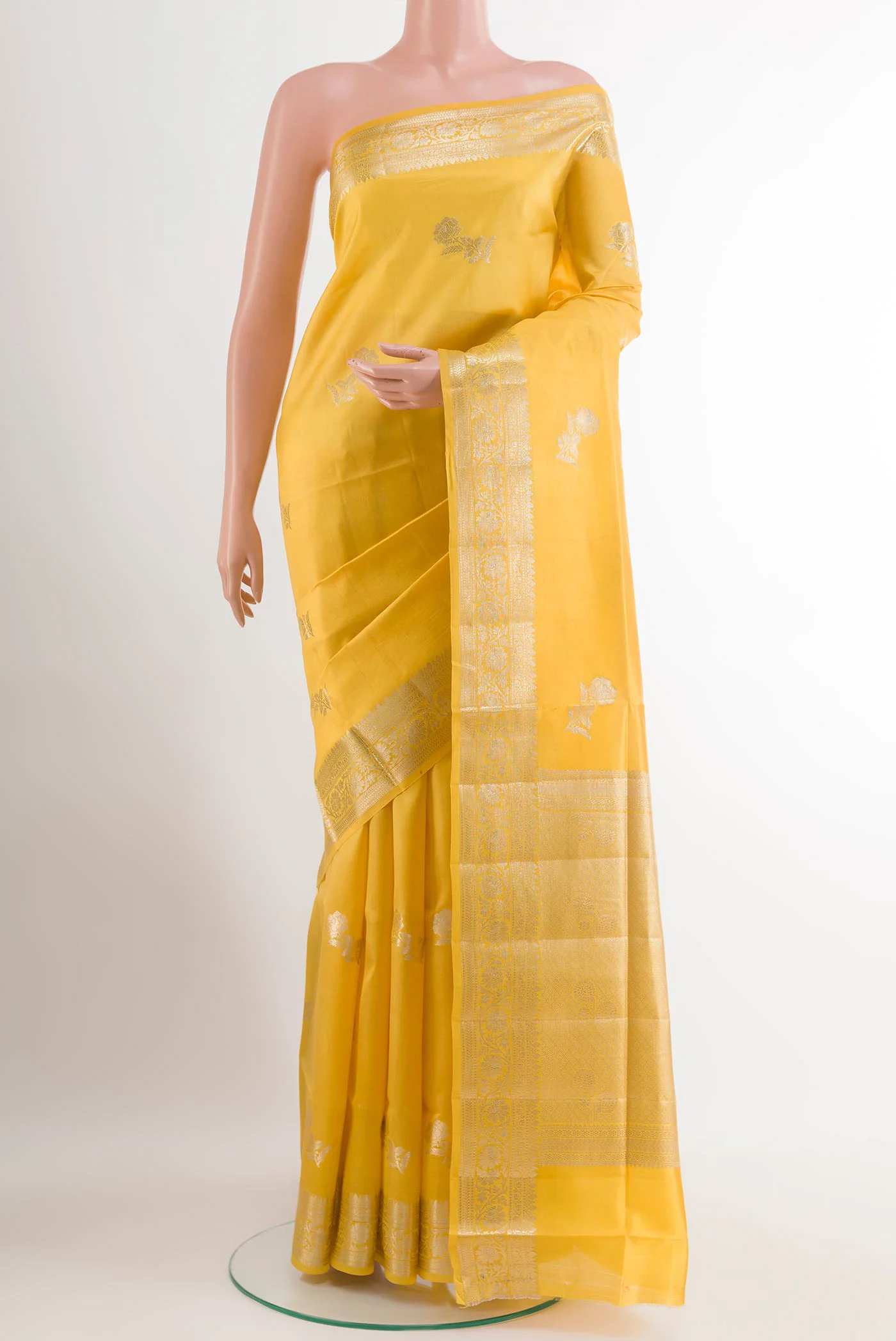Yellow Banarasi Raw Silk Saree