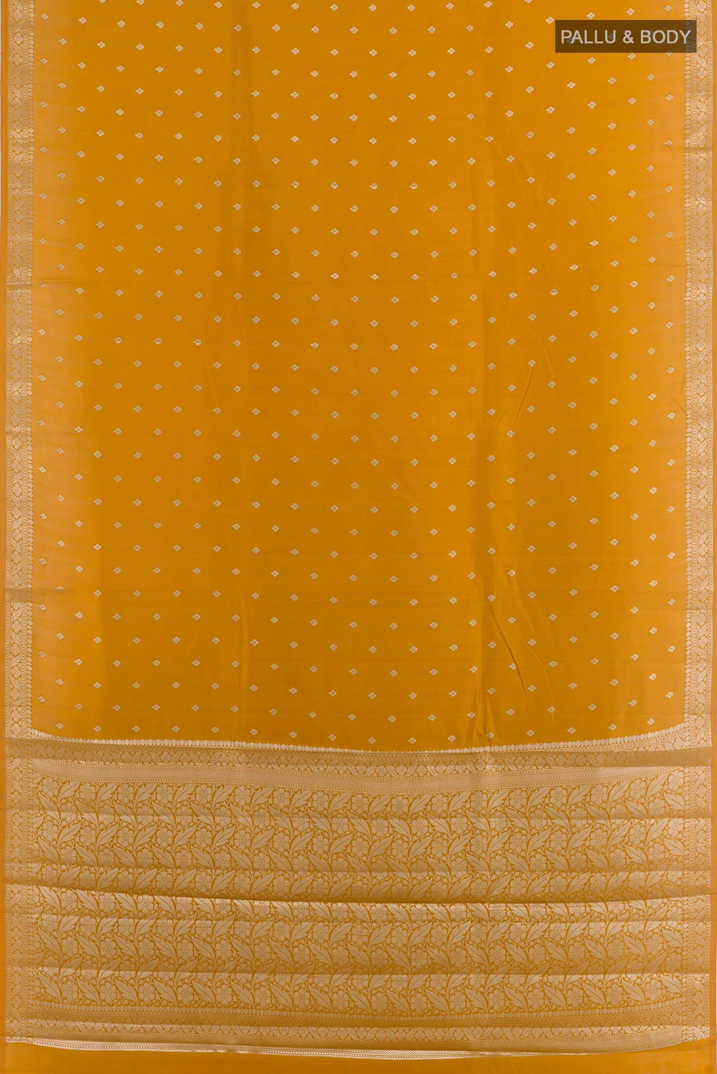 Mustard Banarasi Raw Silk Saree - Image 3
