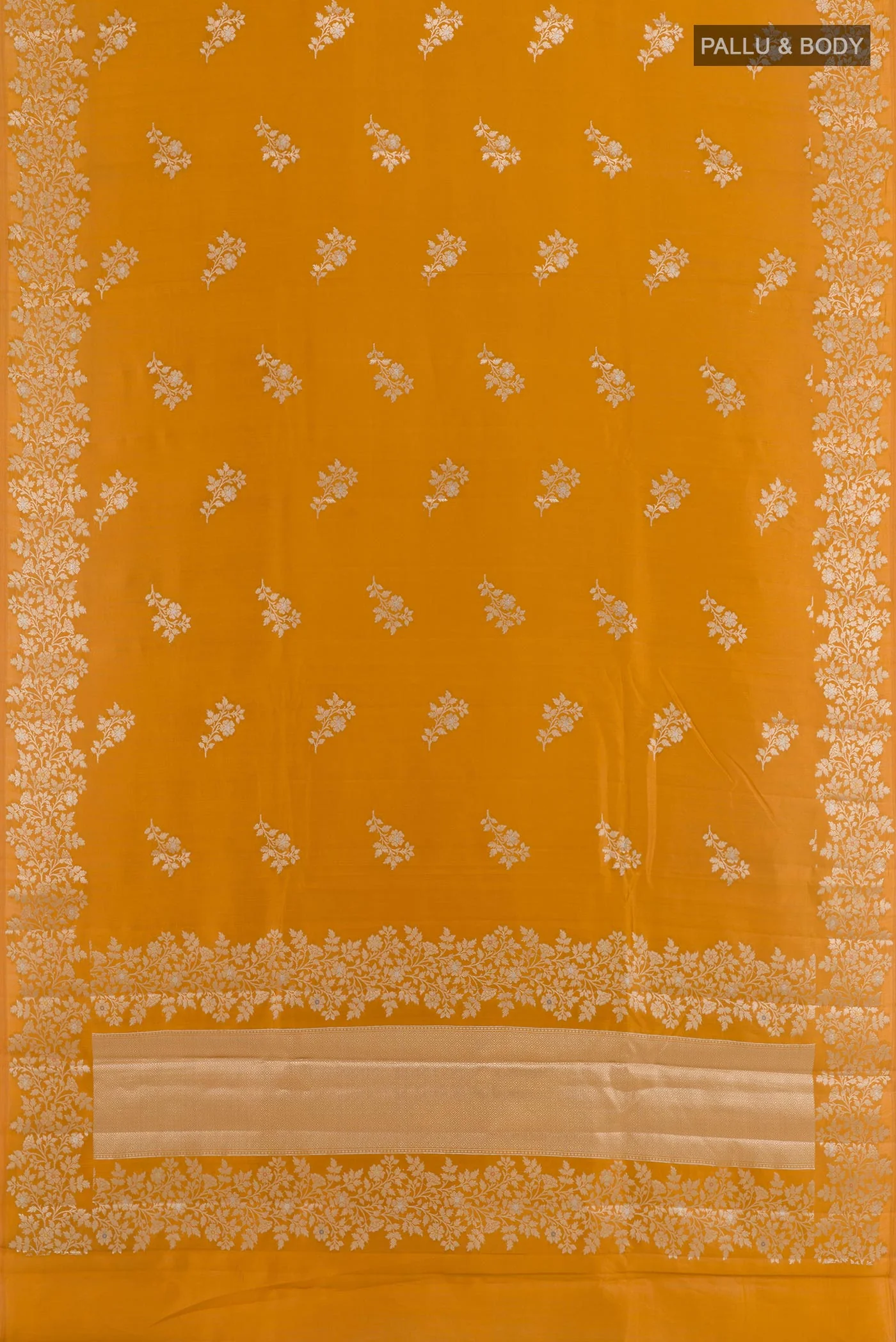 Mustard Banarasi Raw Silk Saree - Image 3