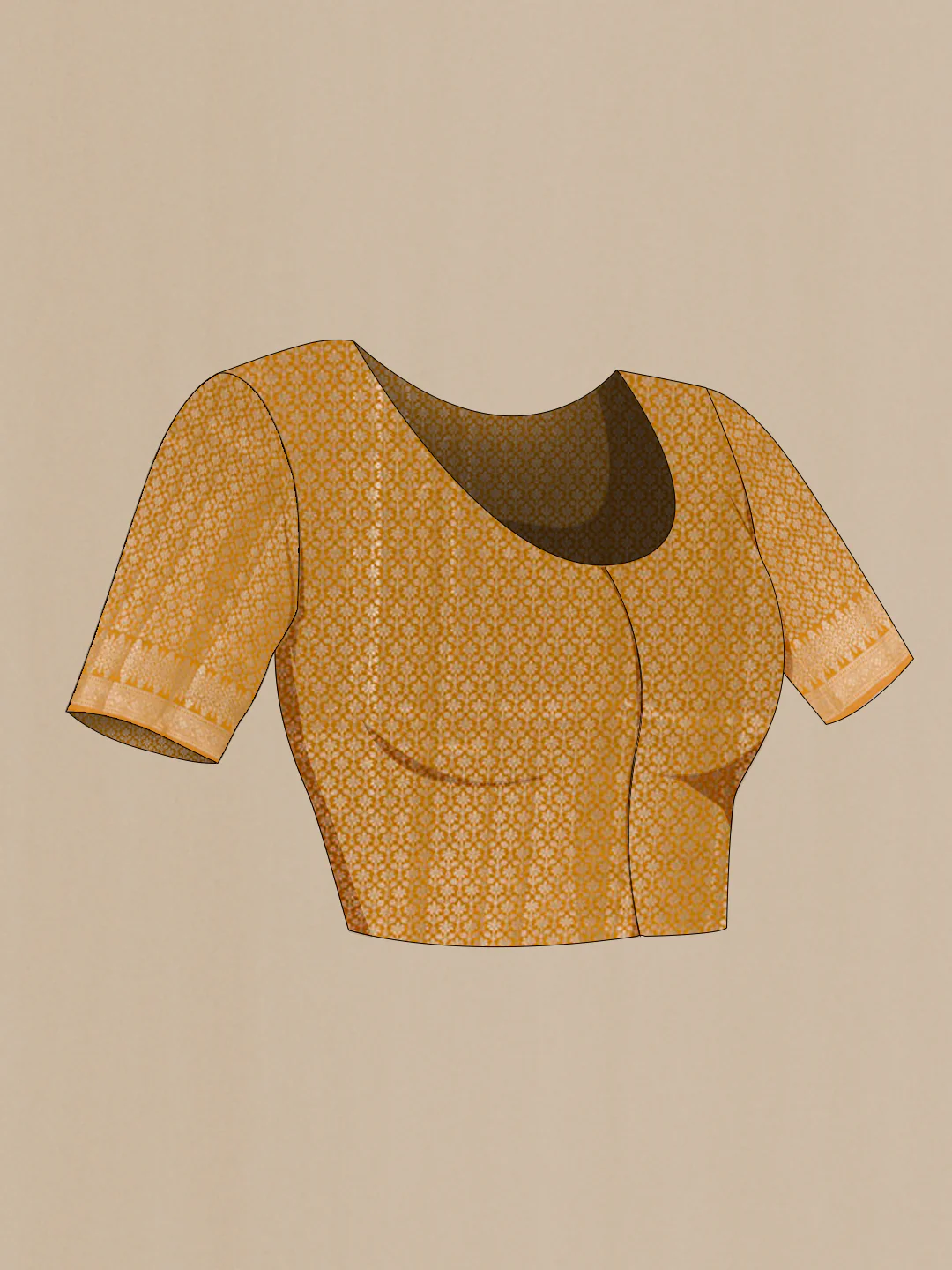 Mustard Banarasi Raw Silk Saree - Image 2