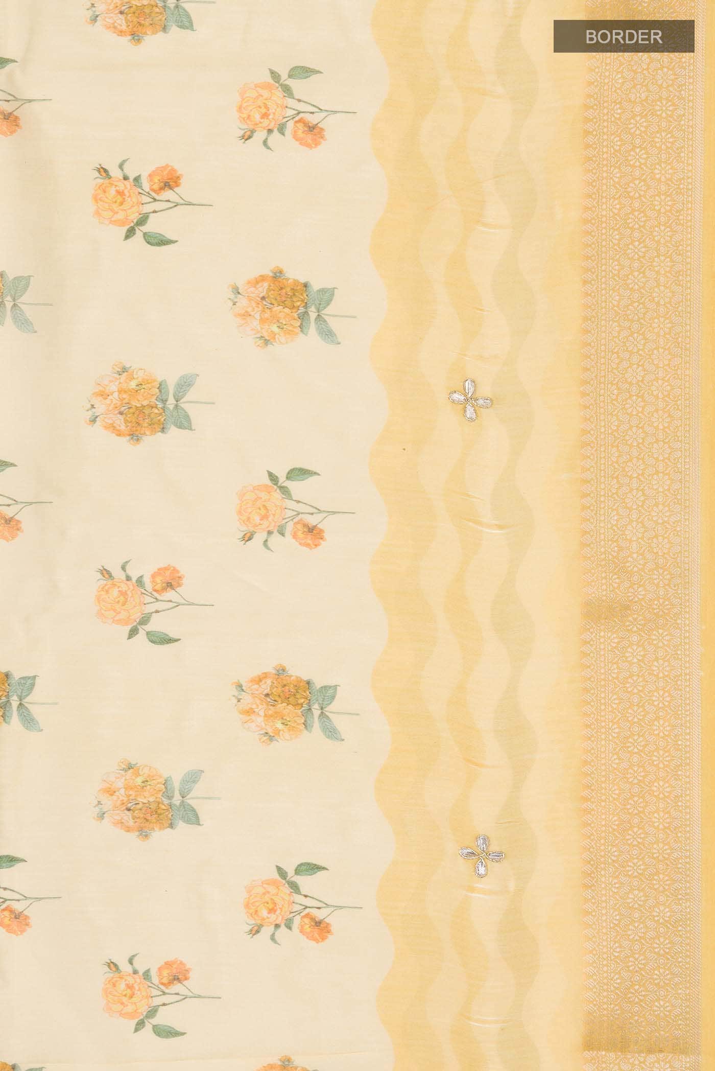 Yellow Tussar Silk Saree - Image 4