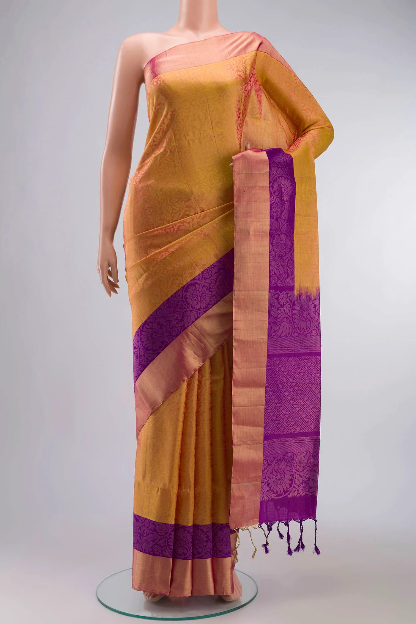 Yellow with Pink Color Soft Silk Saree